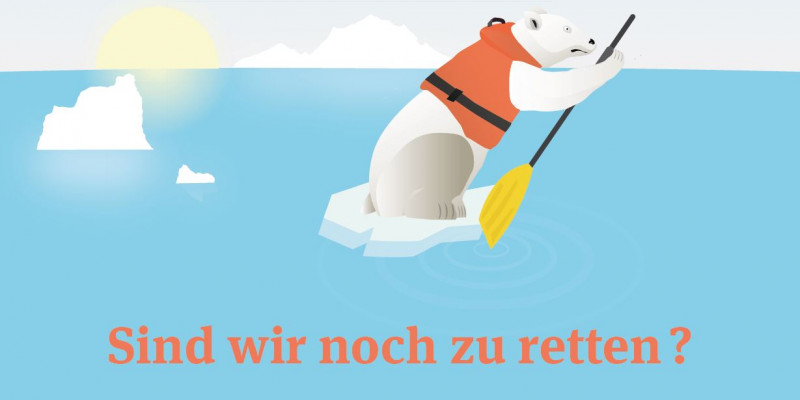 Eisbär paddelt