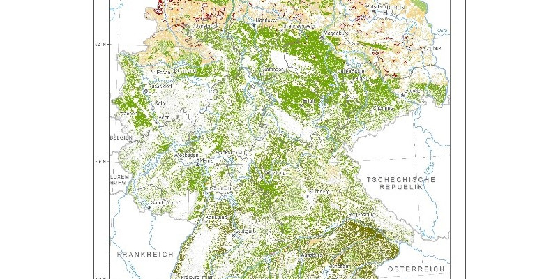 Abbildung 1: Natürliche Erosionsgefährdung durch Wind auf ackerbaulich genutzten Standorten 