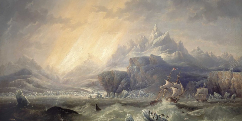 Die Schiffe Erebus und Terror unter Führung von James Clark Ross auf Expedition in der Antarktis 