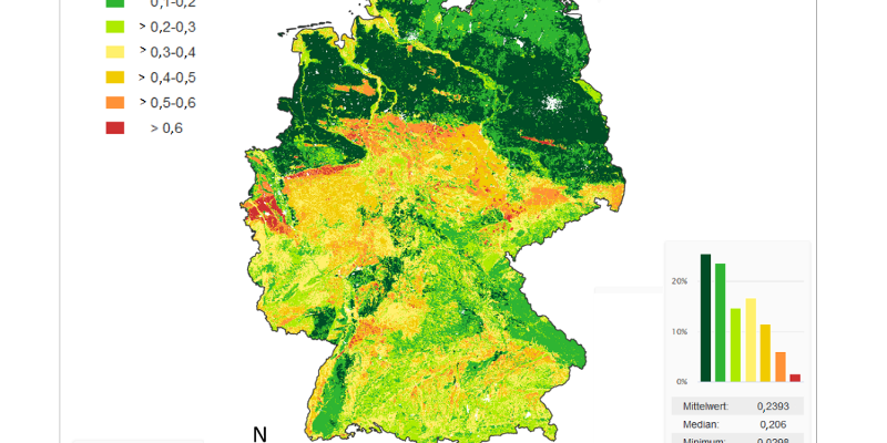 Faktor der Bodenerosivität (K-Faktor) der Allgemeinen Bodenabtragsgleichung (ABAG) nach Gebel et al. 2021 