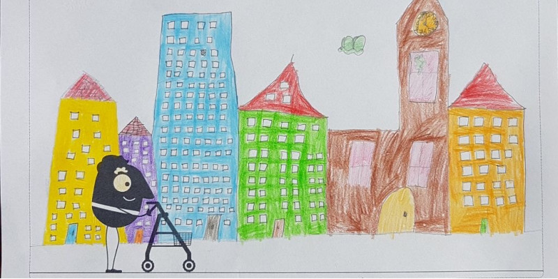 Bild einer Stadt gemalt von einem Kind