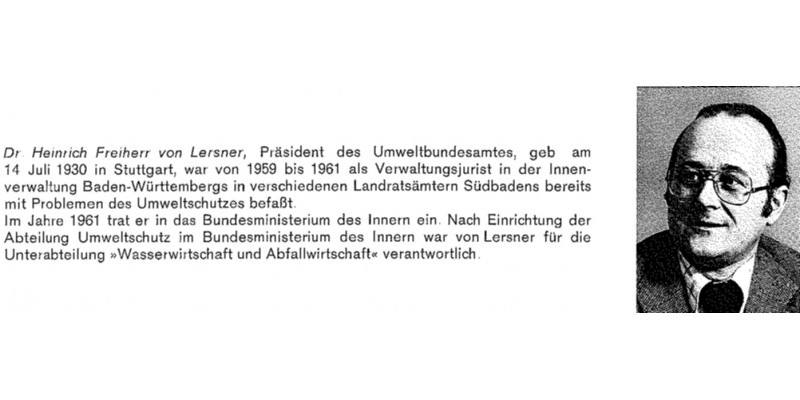 1. Präsident des Umweltbundesamtes Dr. v. Lersner