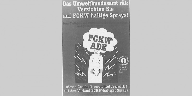 Plakat des UBA zum freiwilligen Verzicht auf FCKW-haltige Sprays
