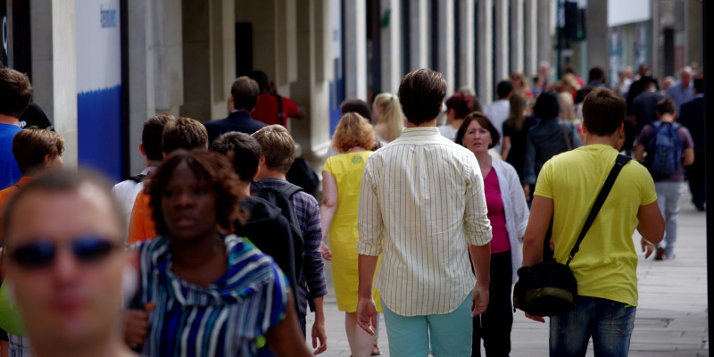Pedestrians on a pavement