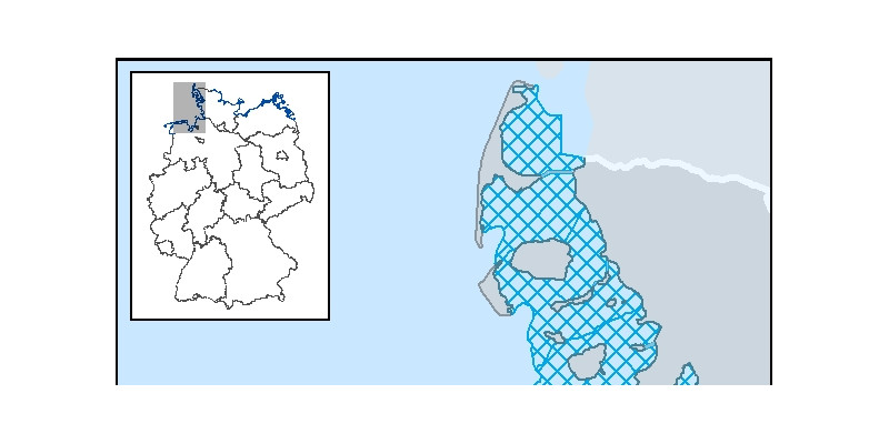 Karte mit den Küstenstreifen an der Nordsee, die im Text benannt sind