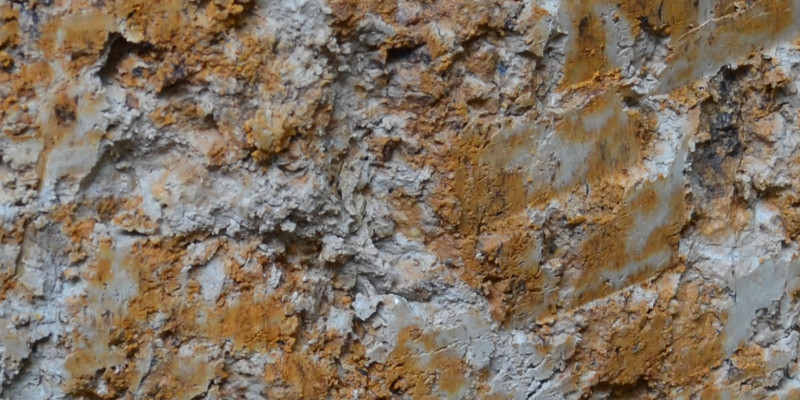 Detailfoto von gebleichten und rostfleckigen Bereichen im Bodenprofil
