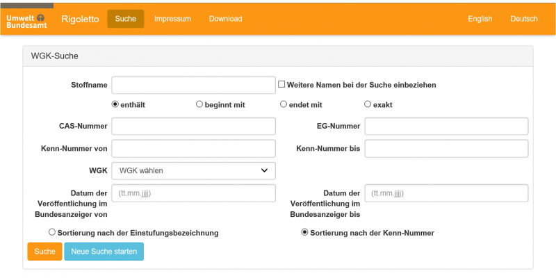 Screenshot der Datenbank