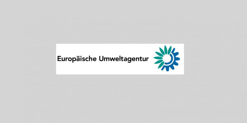 Schriftzug "Europäische Umweltagentur" und Piktogramm halb Blume, halb Zahnrad