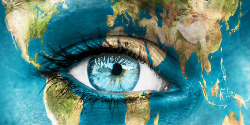 eye and map of the world