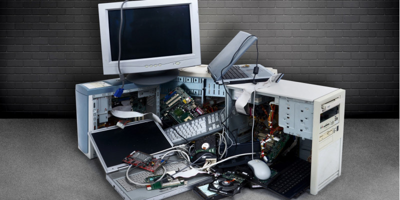 alte Elektrogeräte, wie PC, Computerbildschirm und Laptop