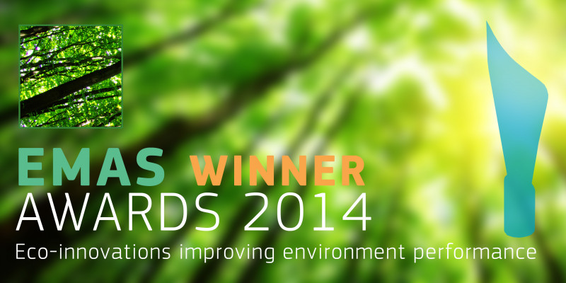 "EMAS Winner Awards 2014", in the background a green forest