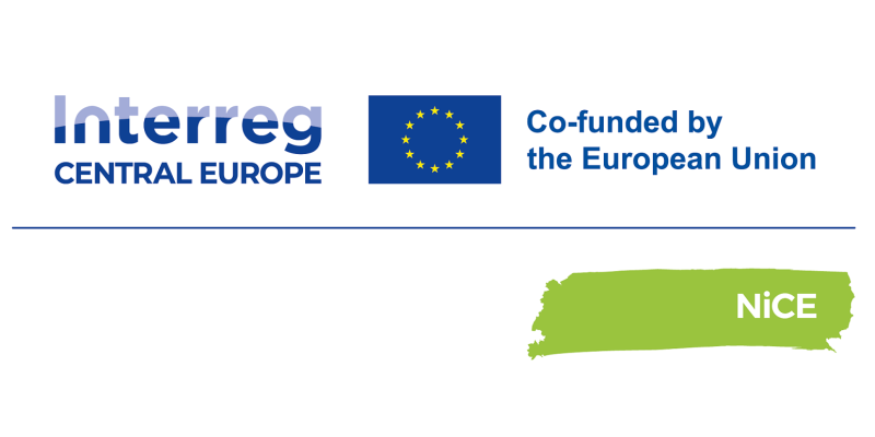 Project logo with the EU flag and the lettering Interreg Central Europe, Co-funded by the European Union, NiCE