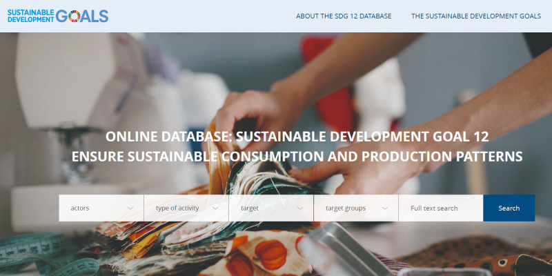 Home page of the SDG 12 database