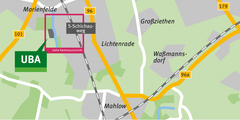 Map of the German Environment Agency office in Berlin-Marienfelde
