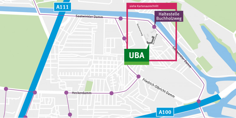 Map of the German Environment Agency's temporary offices in City Campus Berlin (Buchholzweg)