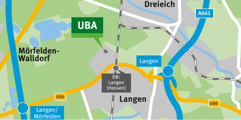 Map of UBA office in Langen (Hesse)