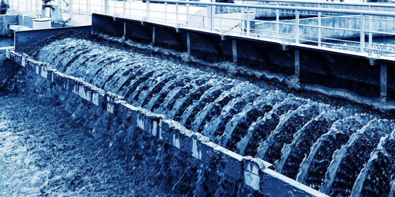 sludgy water in a facility for waste water treatment 