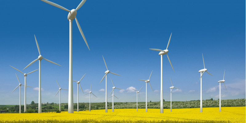 wind energy plants on a field