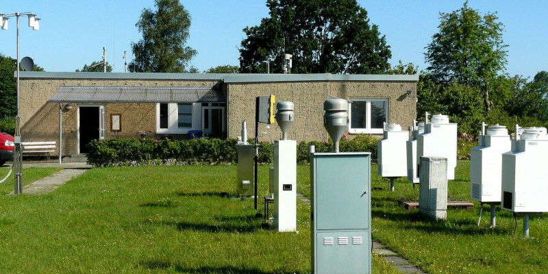 Outdoor observation areas, with a one-storey, low-rise building in the background