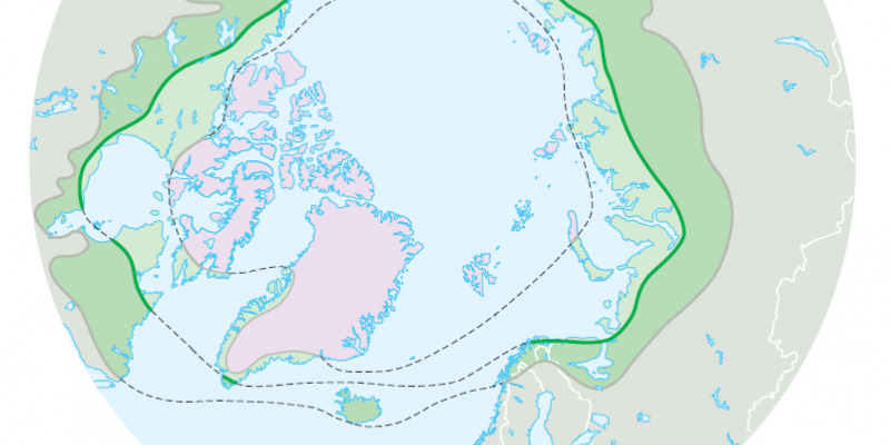 Karte der klimatisch-geografischen Regionen der Arktis