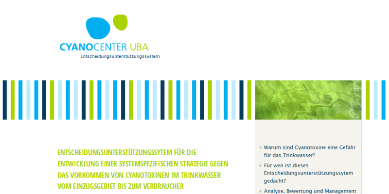 Startseite der Website www.toxische-cyanobakterien.de