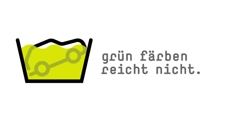 Symbol-Zeichnung: Ein Auto wird in einem Farbbehälter "Grün gefärbt"