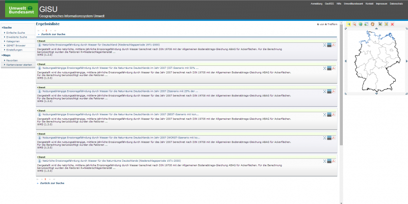 Startseite der Website des Geodateninfrastruktur (GISU)