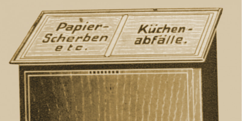 Kombination von drei Eimern in einem für Papier, Küchenabfälle und Kehricht