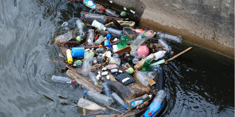 plastic waste in the water