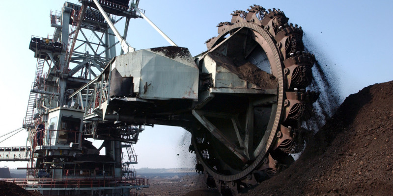 Excavators at work in an open pit