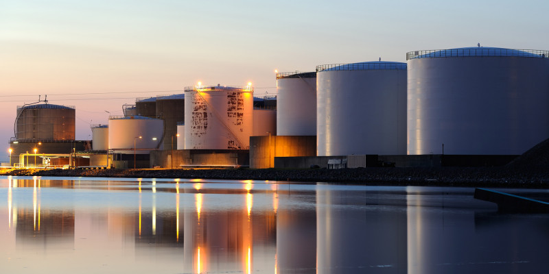 Oil storage tanks at the port