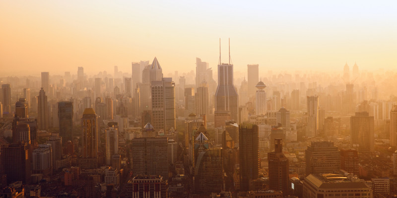 Smog during sunrise in Shanghai