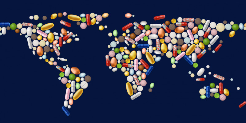 World map of pills