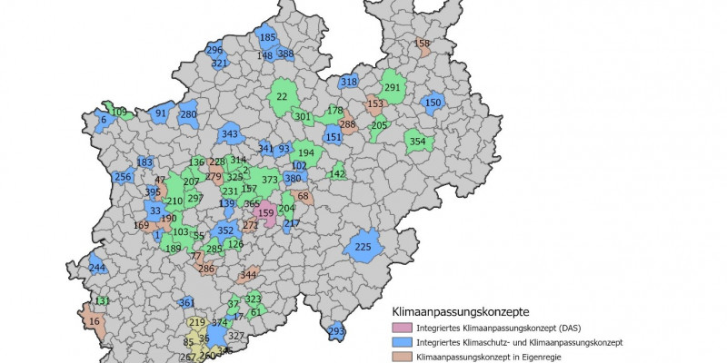 Darstellung von Kommunen mit Anpassungkonzepten in Nordrhein-Westfalen