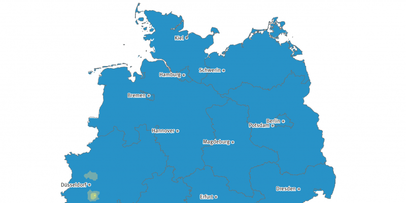 Karte: Tropennächte- Anzahl der Tropennächte (18 bis 06 UTC) im Jahr 2001