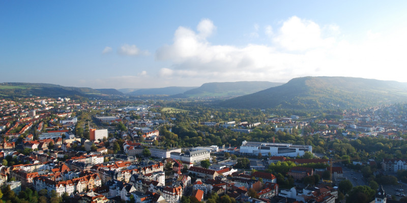 Luftaufnahme der Stadt Jena