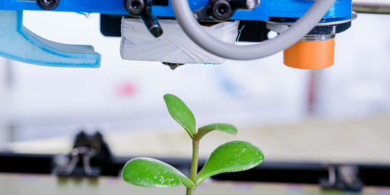 Ein Plastikbaum wird in einem 3D-Drucker produziert