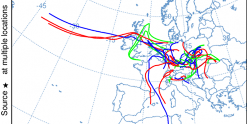 Für den größten Teil Deutschlands liegen die Linien über Österreich, Tschechien und Polen. Nur im Nordwesten weisen die Linien Richtung Atlantik. Nur in einem kleinen Bereich im Südwesten Deutschlands weisen die Linien Richtung Nordafrika.