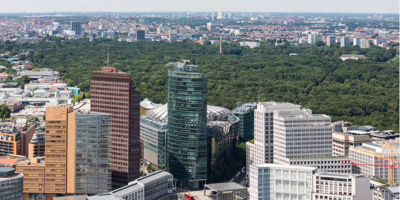 Luftbild über Berlin - Potsdamer Platz und Tiergarten