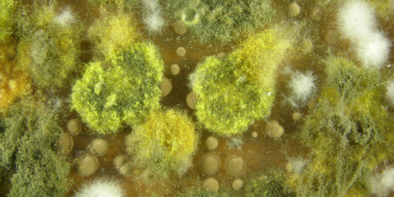 Vergrößerte Aufnahme eines Schimmelpilz mit Sporen