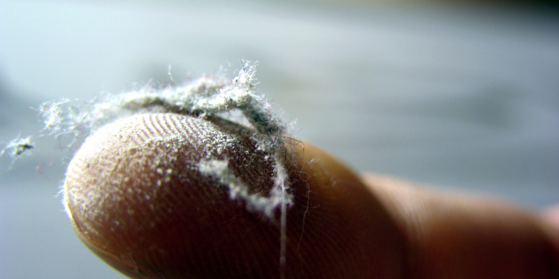 Staubfussel auf einem Finger