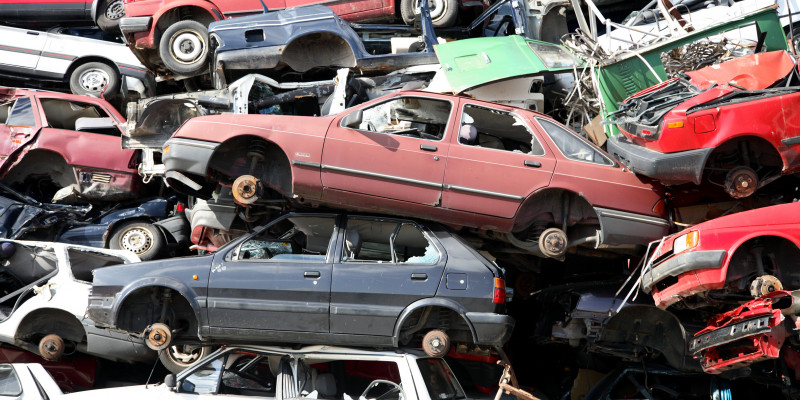 Pressed old cars in a junkyard