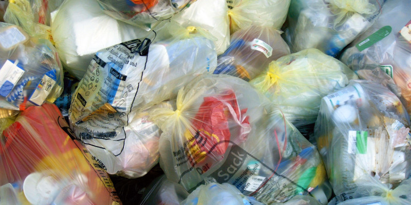 Yellow bags of packaging waste