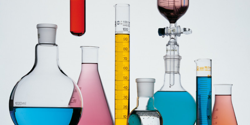 coloured liquids in flasks