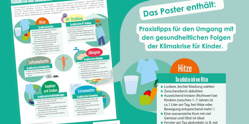 Das Bild zeigt das Poster, welches im Rahmen des Programms KlimaGesundheit - Aktiv für Kitas entwickelt wurde. 