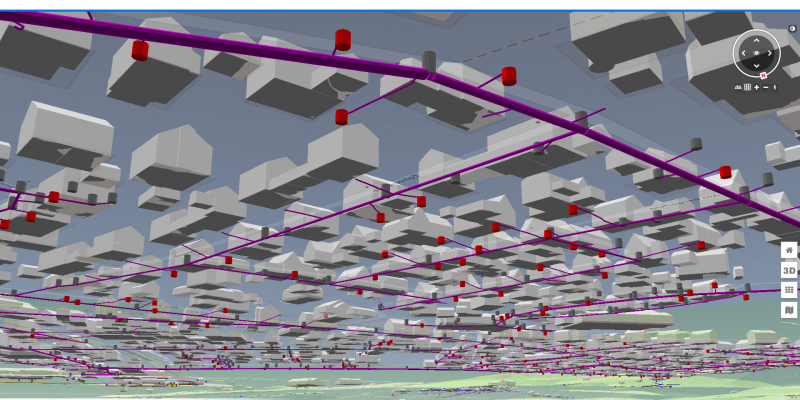 Darstellung des Kanalnetzes in der 3D-Stadtmodellplattform