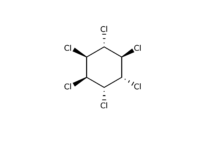 Strukturformel von Alpha-Hexachlorcyclohexan