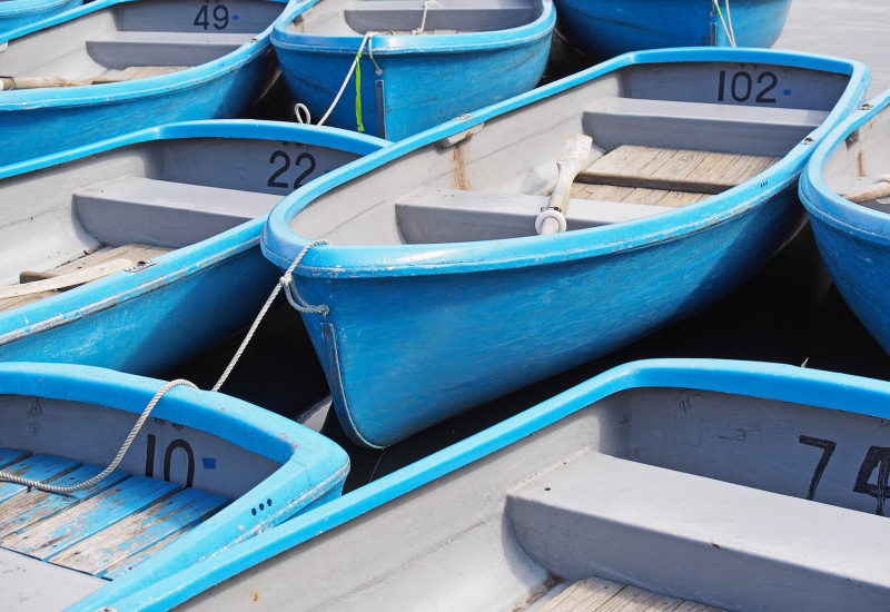 blue rowboats