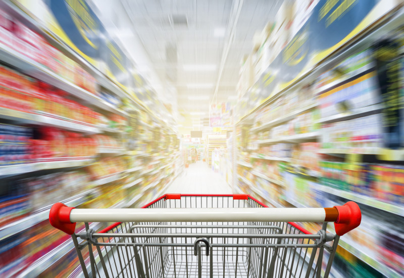 Shopping trolley in a super market