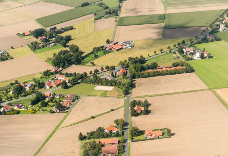 Luftaufnahme einer Ortschaft